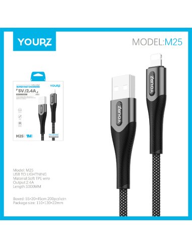 ΚΑΛΩΔΙΟ YOURZ LIGHTNING ΥΦΑΣΜΑ 3A