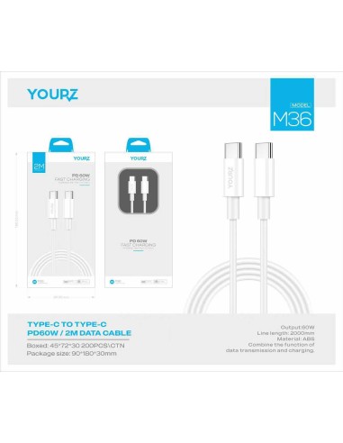 ΚΑΛΩΔΙΟ TYPE C--TYPE C 60W 2M YOURZ