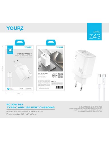 ΦΟΡΤΙΣΤΗΣ 30W + ΚΑΛΩΔΙΟ TYPE C--TYPE...